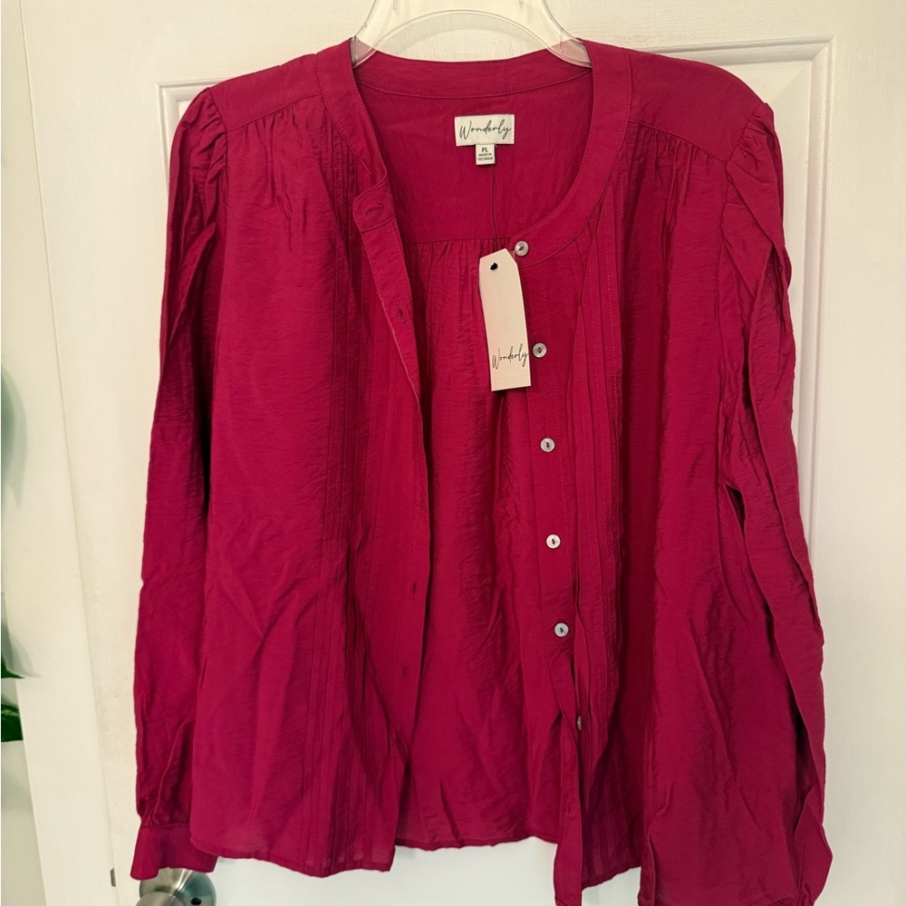 Wonderly Pink Relaxed Buttoned Blouse